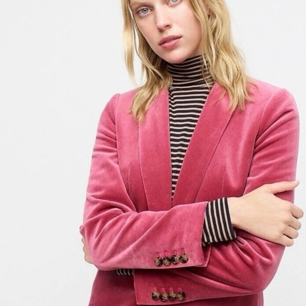J.Crew PINK Rose Schoolboy Velvet Blazer Jacket XXL XL PLUS 18
